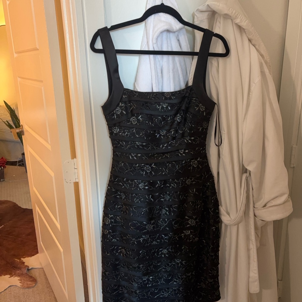 BCBGMaxAzria Black Sequin Embellished Midi Dress
